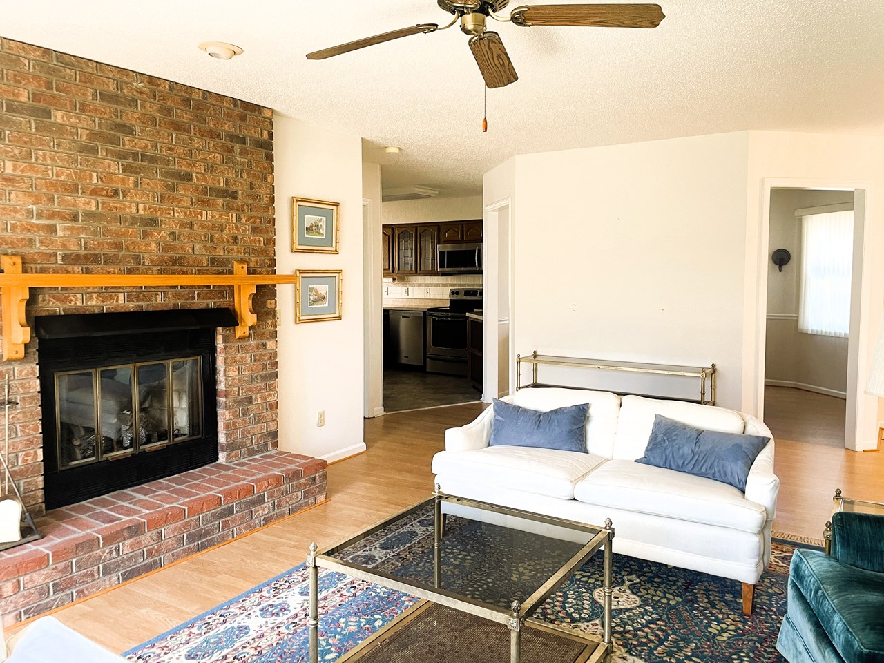 living room with gas fireplace